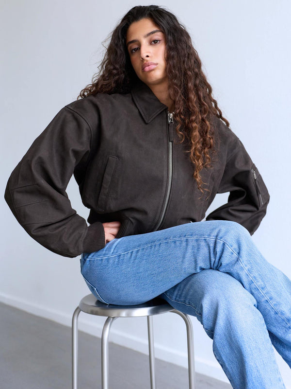BONNIE BOMBER - BROWN NUBUCK