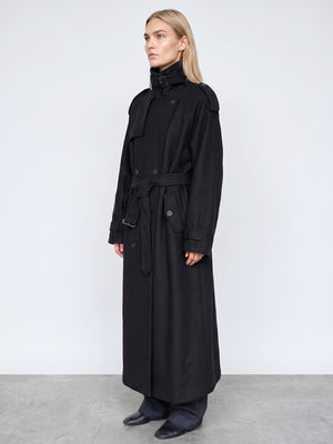 HEATHER WOOL COAT - BLACK