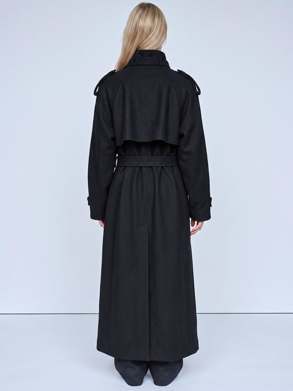 HEATHER WOOL COAT - BLACK
