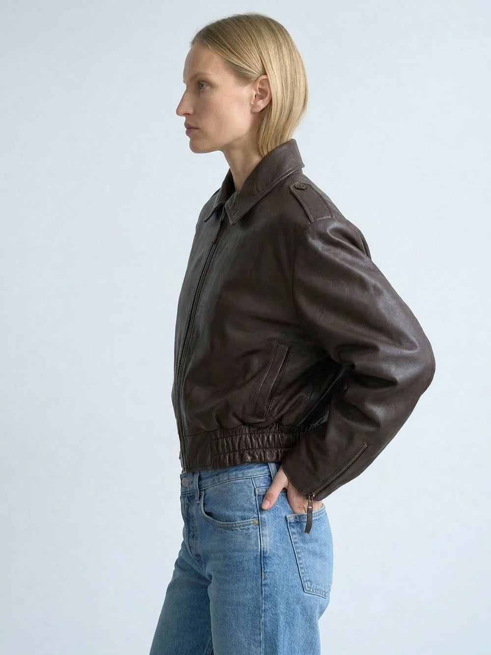 CLEO LÄDERJACKA - BRUN