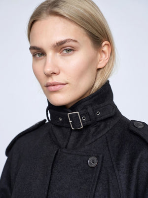 HEATHER WOOL COAT - BLACK