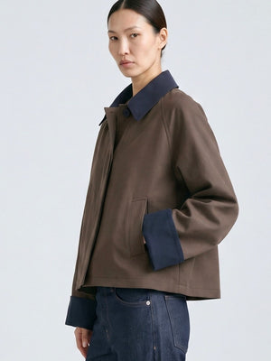 JOEL CANVAS JACKET - BROWN/NAVY