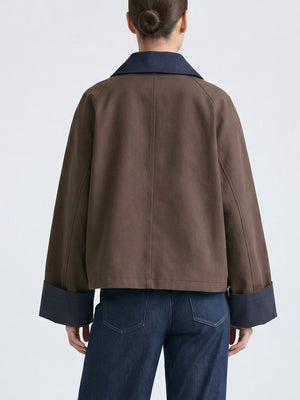 JOEL CANVAS JACKET - BROWN/NAVY