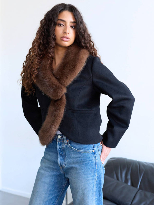 SLOANE JACKET - BLACK/BROWN