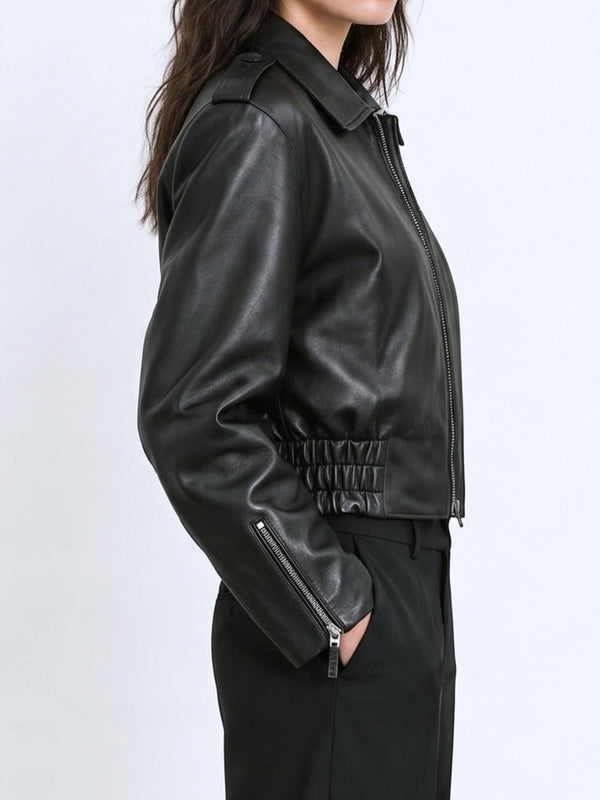 CLEO LEATHER JACKET - BLACK