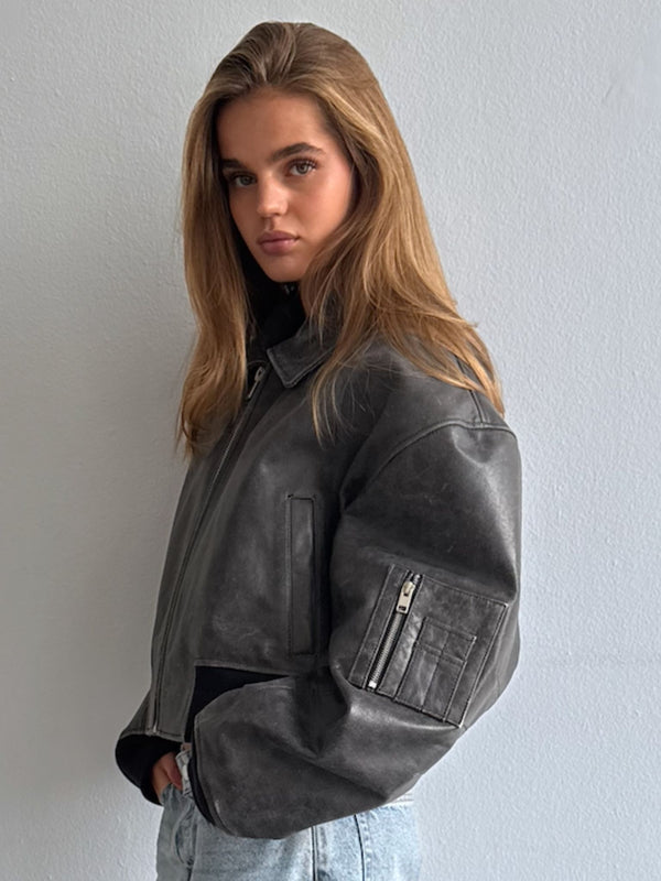 BONNIE CROPPAD BOMBERJACKA - SVART