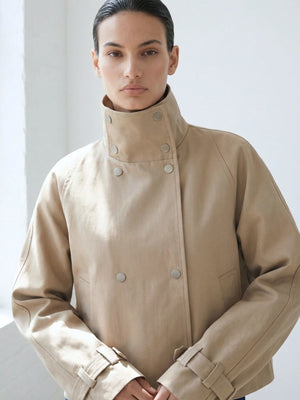 SKYLER CROPPAD JACKA - BEIGE