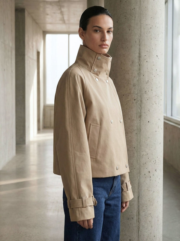 SKYLER CROPPAD JACKA - BEIGE