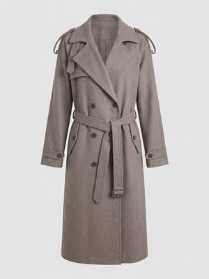 HEATHER WOOL COAT - DARK BEIGE