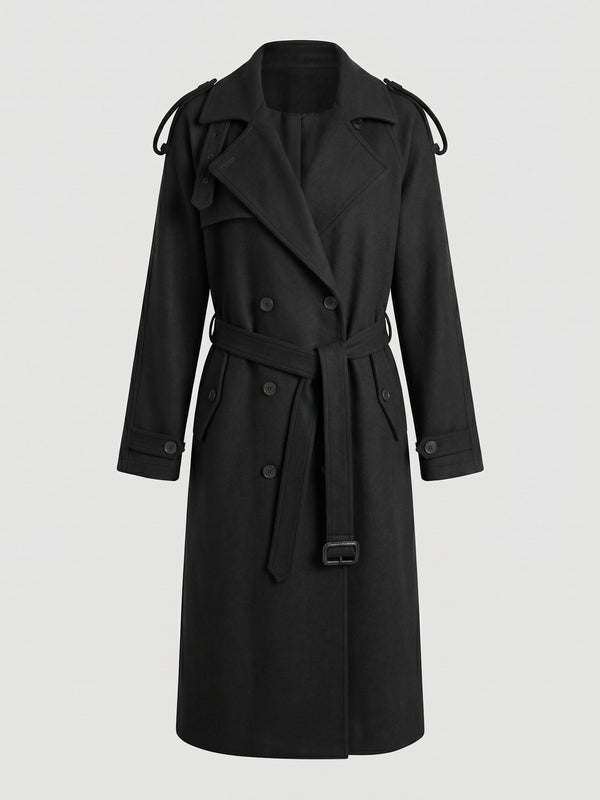 HEATHER WOOL COAT - BLACK