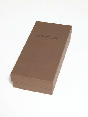 A sleek brown box with the brand name "MEOTINE" elegantly embossed on the top, perfect for gift packaging or storage.